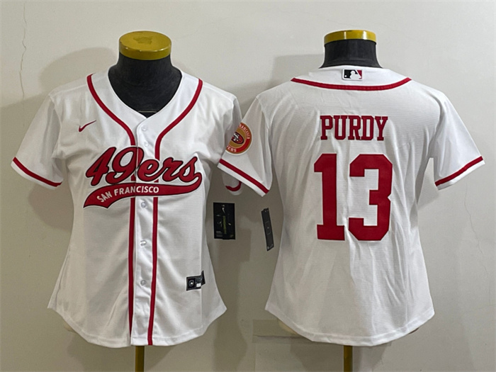 Personalized Women’s San Francisco 49ers #13 Brock Purdy White With Patch Cool Base Stitched Baseball Jersey(Run Small)
