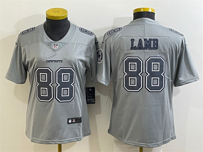 Personalized Women’s Dallas Cowboys #88 CeeDee Lamb Grey Atmosphere Fashion Stitched Jersey(Run Small)