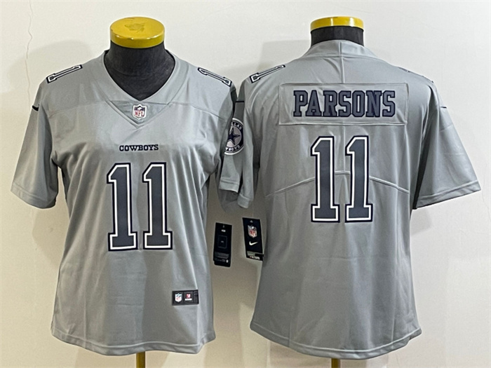 Personalized Women’s Dallas Cowboys #11 Micah Parsons Grey Atmosphere Fashion Stitched Jersey(Run Small)