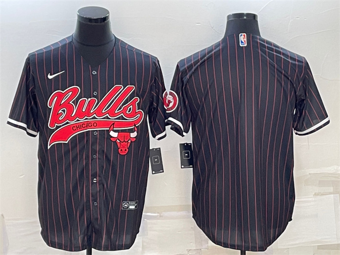 Personalized Men’s Chicago Bulls Blank Black Cool Base Stitched Baseball Jersey