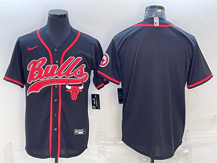 Personalized Men’s Chicago Bulls Blank Black Cool Base Stitched Baseball JerseyS