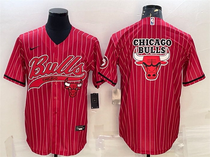 Personalized Men’s Chicago Bulls Red Team Big Logo Cool Base Stitched Baseball JerseyS