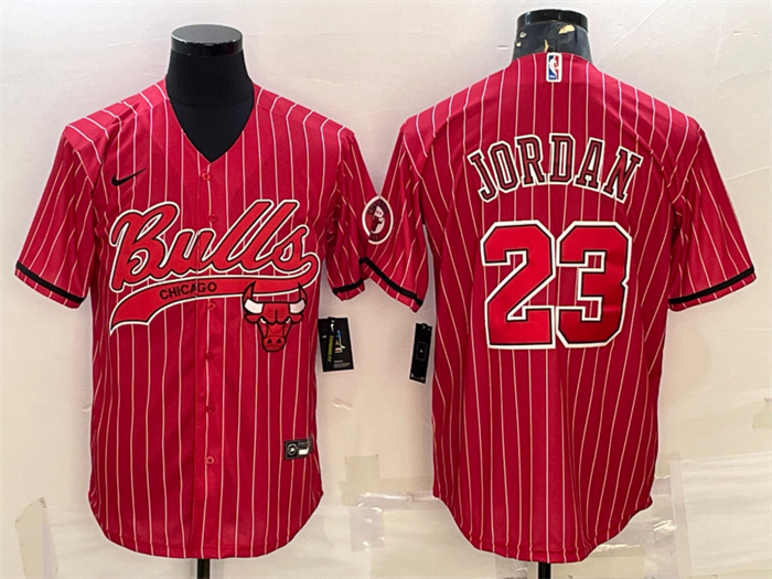 Personalized Men’s Chicago Bulls #23 Michael Jordan Red Cool Base Stitched Baseball Jersey