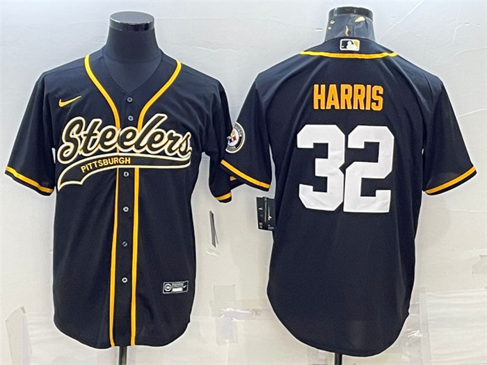Personalized Men’s Pittsburgh Steelers #32 Franco Harris Black With Patch Cool Base Stitched Baseball JerseyS