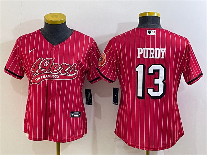 Personalized Women’s San Francisco 49ers #13 Brock Purdy New Red With Patch Cool Base Stitched Baseball Jersey(Run Small)S