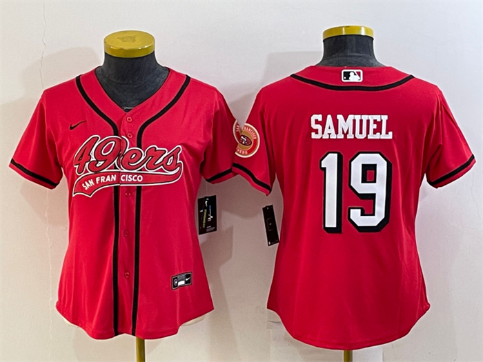 Personalized Women’s San Francisco 49ers #19 Deebo Samuel New Red With Patch Cool Base Stitched Baseball Jersey(Run Small)