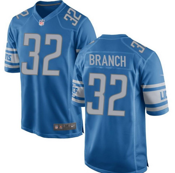 Personalized Men’s Detroit Lions #32 Brian branch Game Blue Jersey