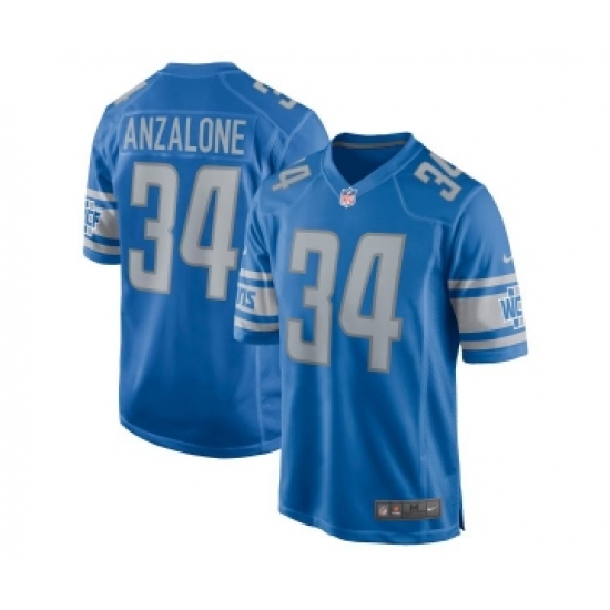 Personalized Men’s Detroit Lions #34 Alex Anzalone Blue Game Jersey