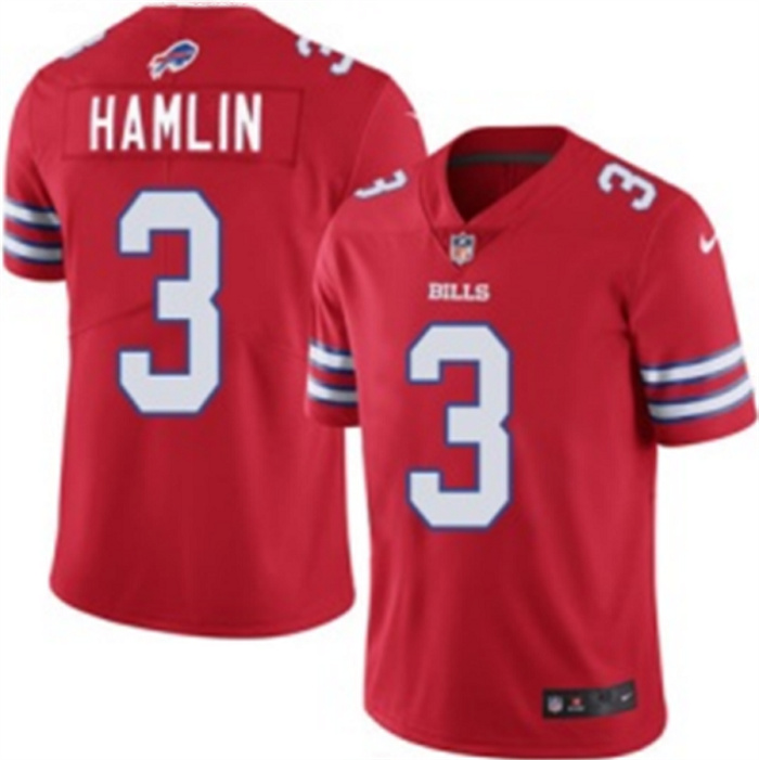 Personalized Men’s Buffalo Bills #3 Damar Hamlin Red Untouchable Limited Stitched Jersey