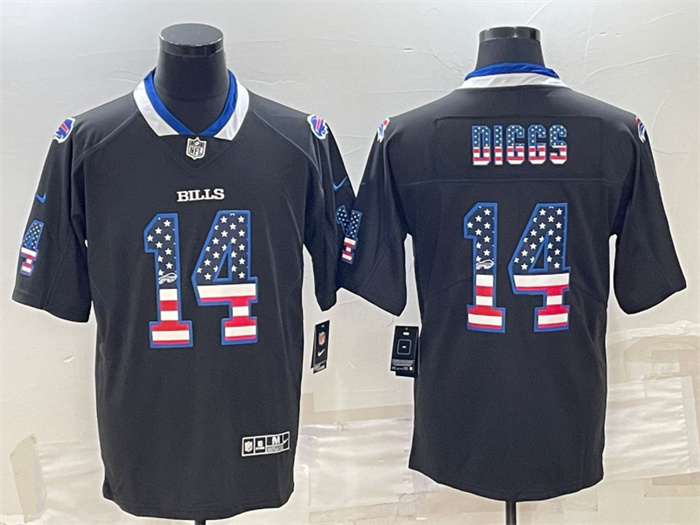 Personalized Men’s Buffalo Bills #14 Stefon Diggs Black 2018 USA Flag Fashion Limited Stitched Jersey