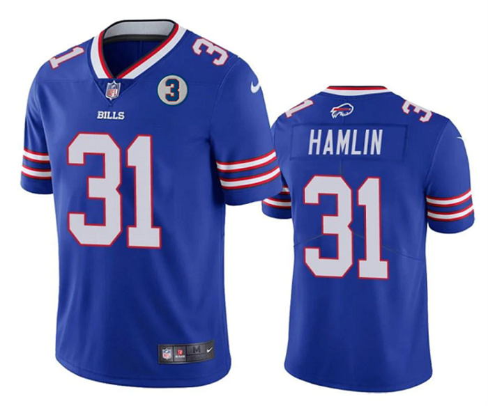 Personalized Men’s Buffalo Bills #31 Damar Hamlin Blue With NO.3 Patch Untouchable Limited Stitched Jersey