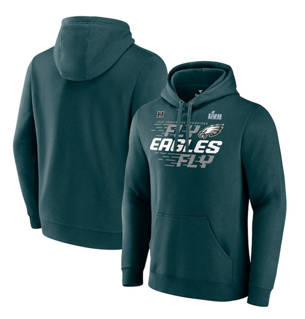 Personalized Men’s Philadelphia Eagles Midnight Green 2022 NFC Champions Team Slogan Pullover Hoodie