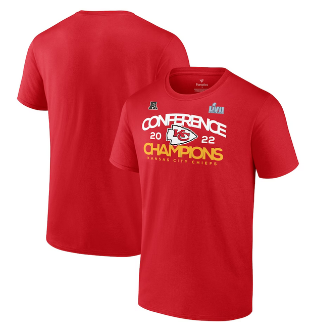 Personalized Men’s Kansas City Chiefs Red 2022 AFC Champions Shadow Cast T-Shirt