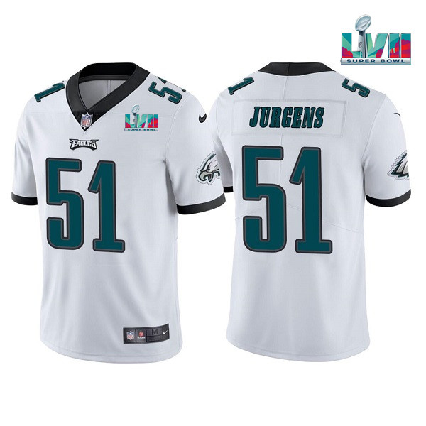 Personalized Men’s Philadelphia Eagles #51 Cam Jurgens White Super Bowl LVII Untouchable Limited Stitched Jersey