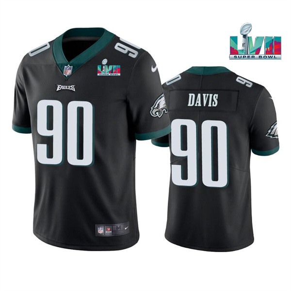 Personalized Men’s Philadelphia Eagles #90 Jordan Davis Black Super Bowl LVII Untouchable Limited Stitched Jersey