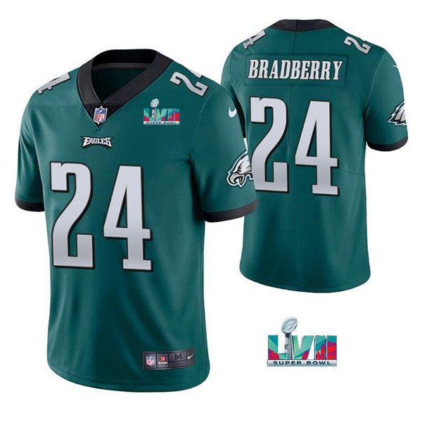 Personalized Men’s Philadelphia Eagles #24 James Bradberry Green Super Bowl LVII Untouchable Limited Stitched Jersey