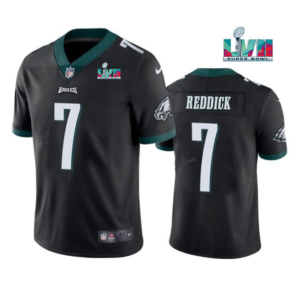 Personalized Men’s Philadelphia Eagles #7 Haason Reddick Black Super Bowl LVII Patch Untouchable Limited Stitched Jersey