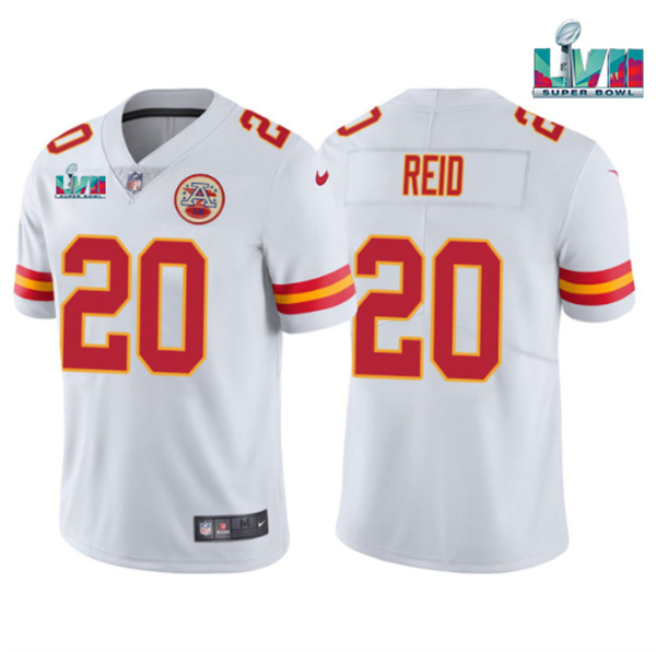Personalized Men’s Kansas City Chiefs #20 Justin Reid White Super Bowl LVII Patch Untouchable Limited Stitched Jersey