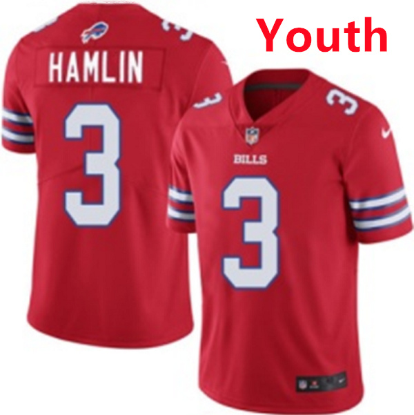 Personalized Youth Buffalo Bills #3 Damar Hamlin Red Untouchable Limited Stitched Jersey