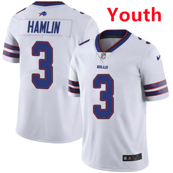Personalized Youth Buffalo Bills #3 Damar Hamlin White Untouchable Limited Stitched Jersey