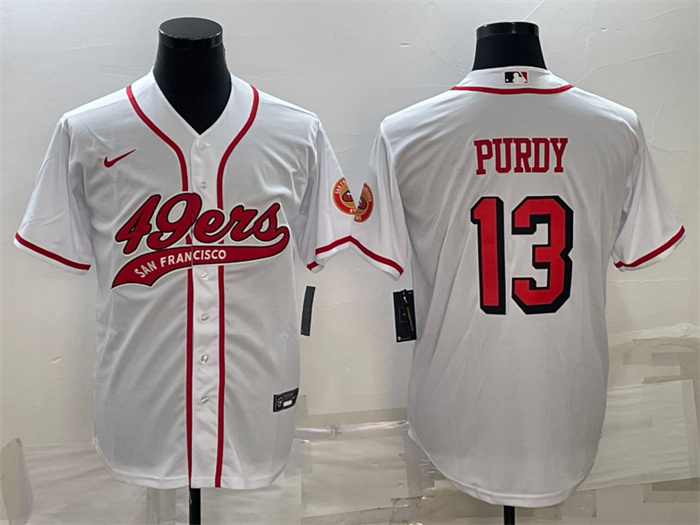 Personalized Men’s San Francisco 49ers #13 Brock Purdy White With Patch Cool Base Stitched Baseball Jersey