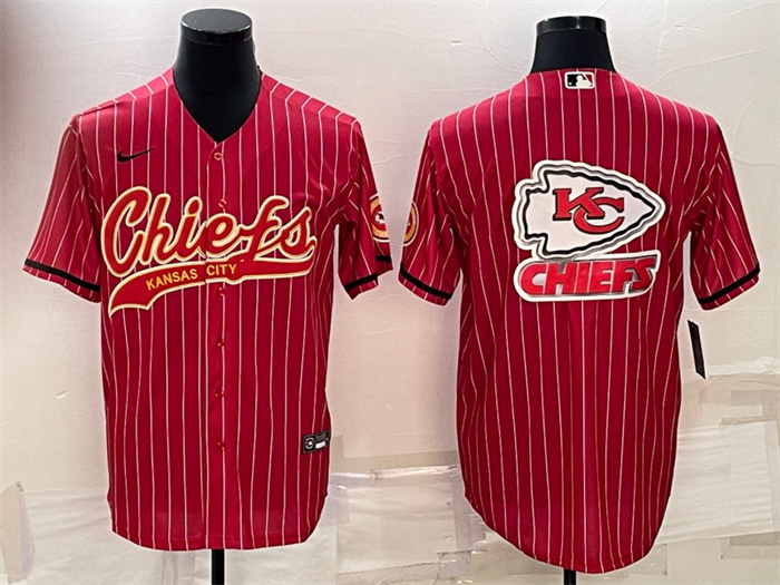 Personalized Men’s Kansas City Chiefs Red Team Big Logo With Patch Cool Base Stitched Baseball Jersey