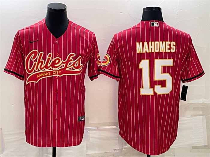 Personalized Men’s Kansas City Chiefs #15 Patrick Mahomes Red With Patch Cool Base Stitched Baseball Jersey