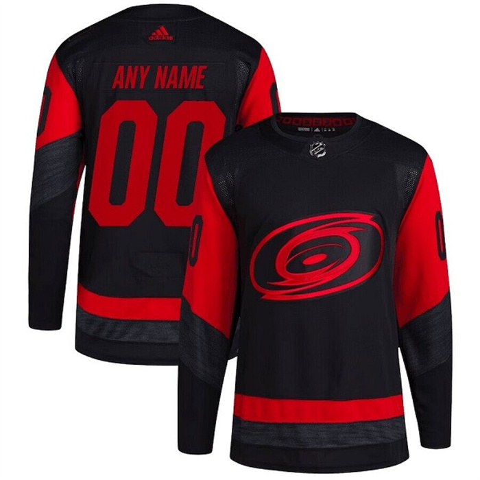 Personalized Men’s Carolina Hurricanes Black Red Stitched Jersey