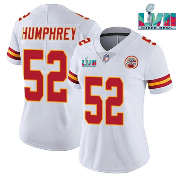 Personalized Women’s Kansas City Chiefs #52 Creed Humphrey White Super Bowl LVII Patch Stitched Jersey(Run Small)