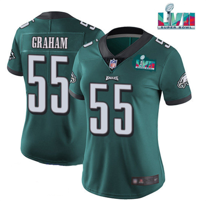 Personalized Women’s Philadelphia Eagles #55 Brandon Graham Green Super Bowl LVII Patch Untouchable Limited Stitched Football Jersey(Run Small)