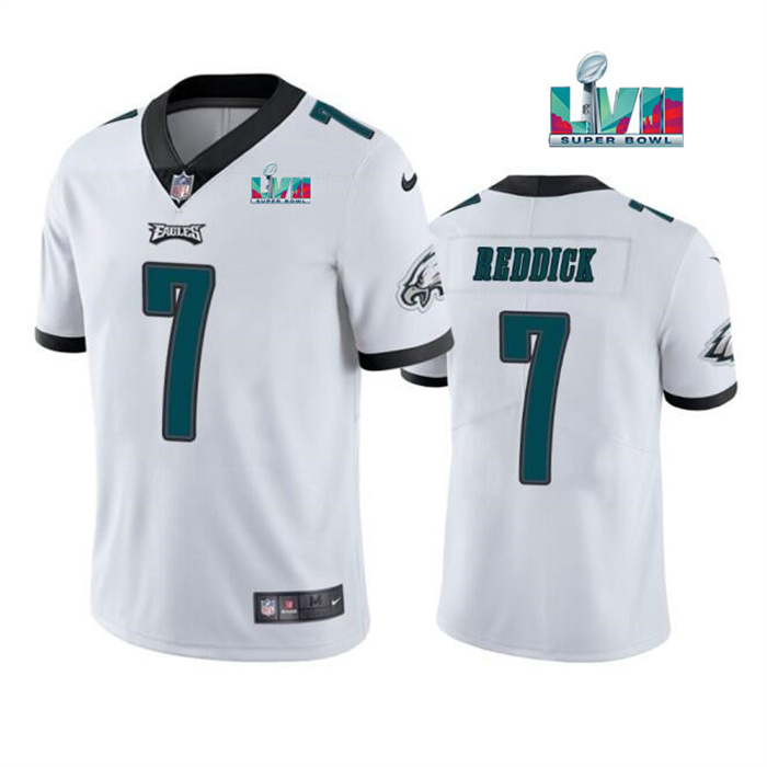 Personalized Youth Philadelphia Eagles #7 Haason Reddick White Super Bowl LVII Patch Untouchable Limited Stitched Football Jersey