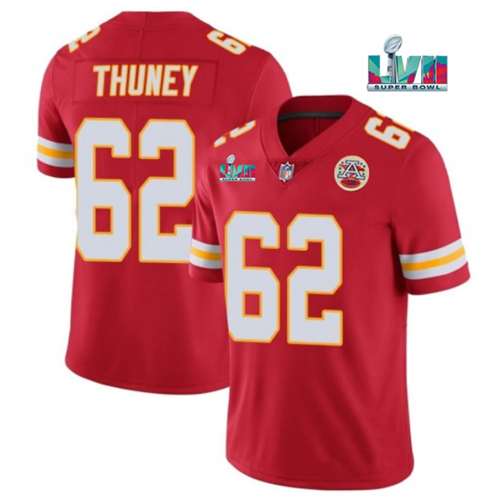 Personalized Youth Kansas City Chiefs #62 Joe Thuney Red Super Bowl LVII Patch Untouchable Limited Stitched Jersey