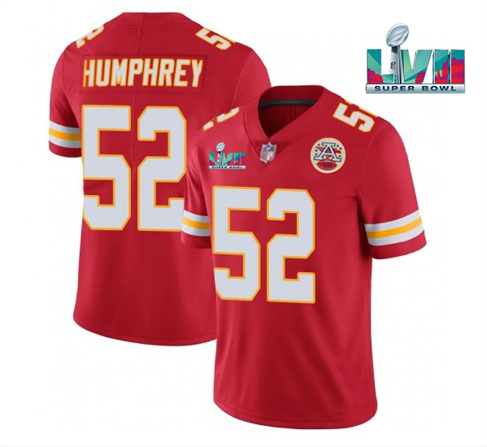 Personalized Youth Kansas City Chiefs #52 Creed Humphrey Red Super Bowl LVII Patch Untouchable Limited Stitched Jersey