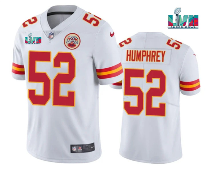 Personalized Youth Kansas City Chiefs #52 Creed Humphrey White Super Bowl LVII Patch Untouchable Limited Stitched Jersey