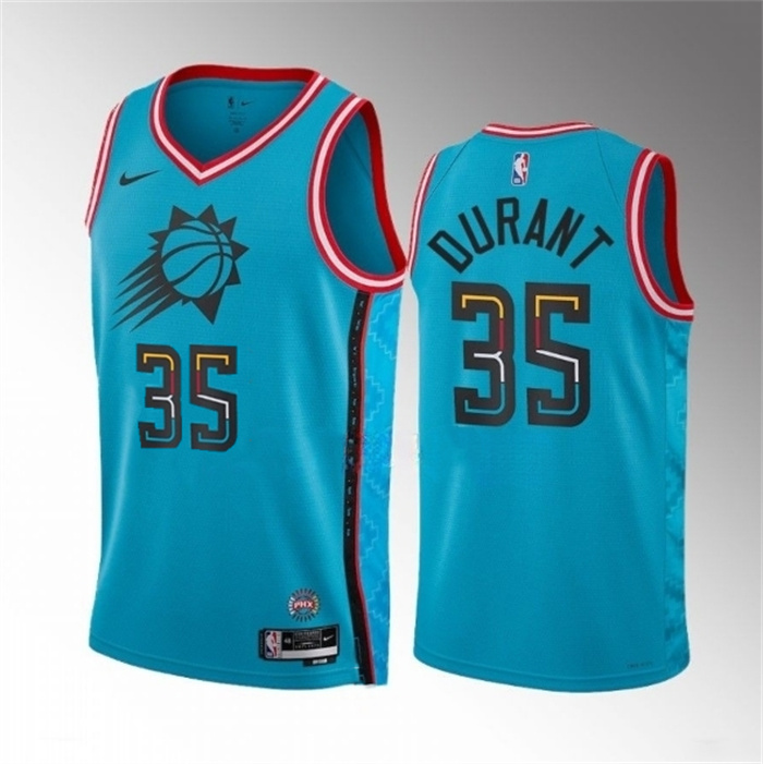 Personalized Men’s Phoenix Suns #35 Kevin Durant Blue 2022 23 City Edition With NO.6 Patch Stitched Basketball Jersey