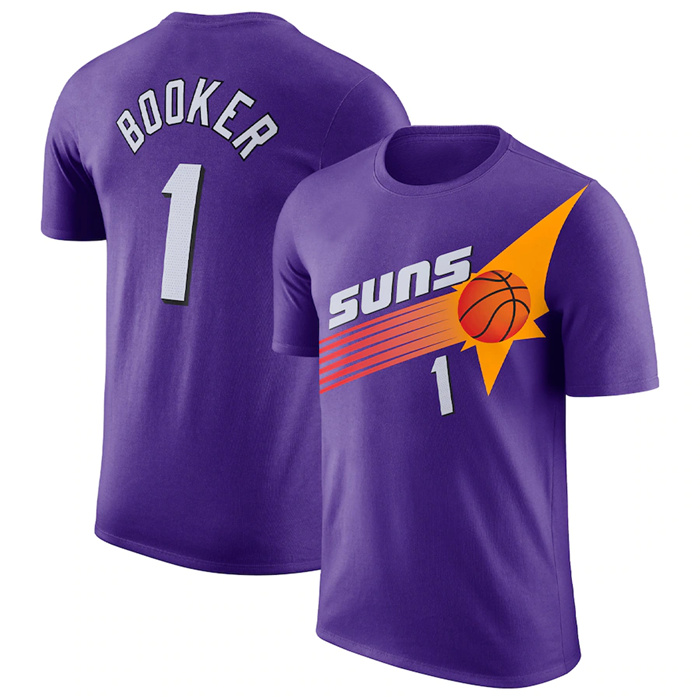 Personalized Men’s Phoenix Suns #1 Devin Booker Purple 2022 23 Classic Edition Name & Number T-Shirt