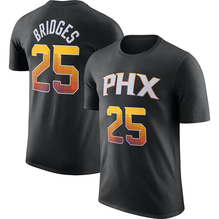 Personalized Men’s Phoenix Suns #25 Mikal Bridges Black 2022 23 Statement Edition Name & Number T-Shirt