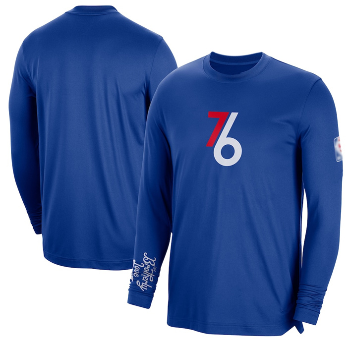 Personalized Men’s Philadelphia 76ers Royal 2022 23 City Edition Essential Expressive Long Sleeve T-Shirt