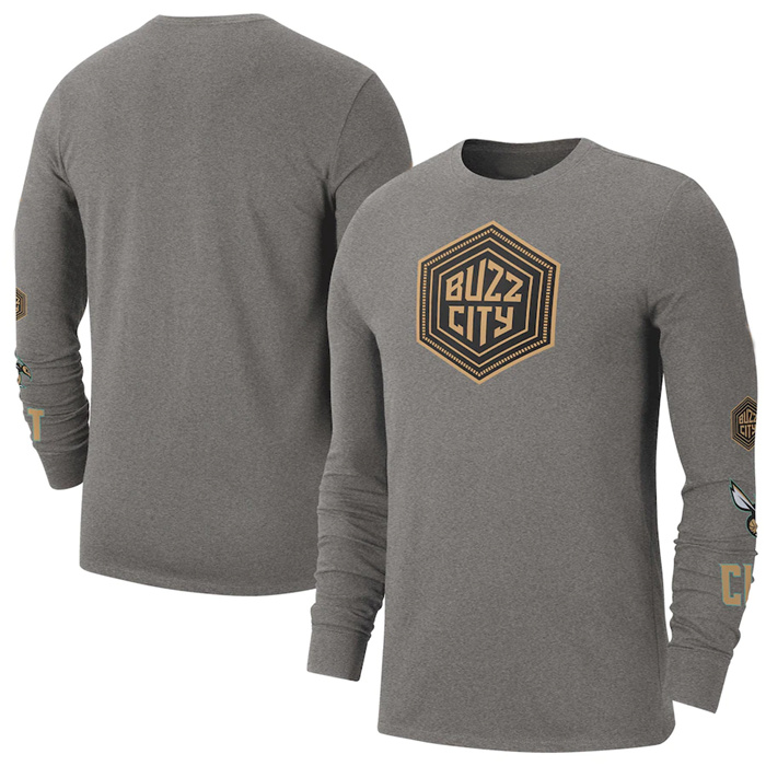 Personalized Men’s Charlotte Hornets Grey 2022 23 City Edition Essential Expressive Long Sleeve T-Shirt