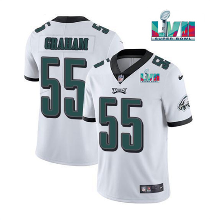 Personalized Men’s Philadelphia Eagles #55 Brandon Graham White Super Bowl LVII Patch Untouchable Limited Stitched