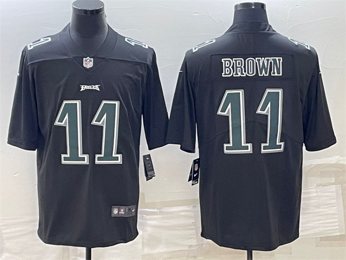 Personalized Men’s Philadelphia Eagles #11 A.J. Brown Black Green Untouchable Limited Stitched Jersey