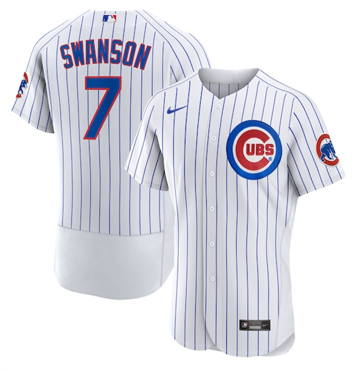 Personalized Men’s Chicago Cubs #7 Dansby Swanson White Stitched Baseball Jersey