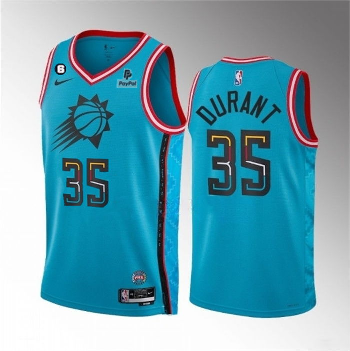 Personalized Men’s Phoenix Suns #35 Kevin Durant Blue 2022 23 City Edition With NO.6 Patch Stitched Basketball Jersey