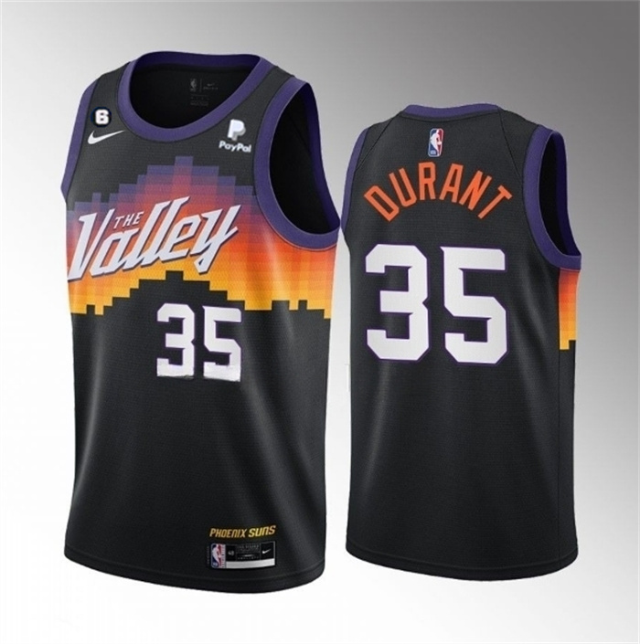 Personalized Men’s Phoenix Suns #35 Kevin Durant Balck With NO.6 Patch 2021 22 City Edition Stitched Basketball Jersey