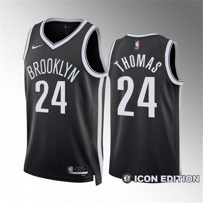 Personalized Men’s Brooklyn Nets #24 Cam Thomas Black Icon Edition Stitched Basketball Jersey