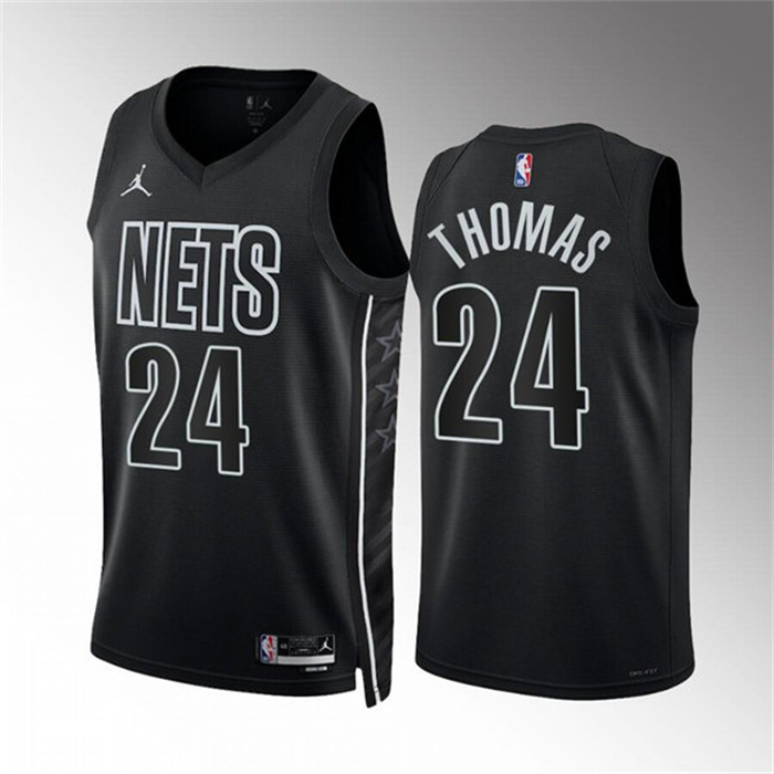 Personalized Men’s Brooklyn Nets #24 Cam Thomas 2022 23 Black Statement Edition Stitched Basketball Jersey