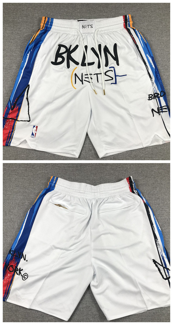 Personalized Men’s Brooklyn Nets White Shorts (Run Small)