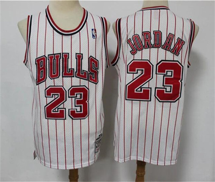 Personalized Men’s Chicago Bulls #23 Michael Jordan White Red Stripes 1996-97 Throwback Stitched Jersey