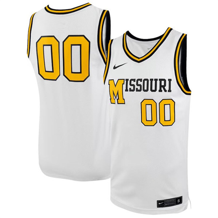 Personalized Men’s Missouri Tigers #00 White Stitched Basketball Jersey