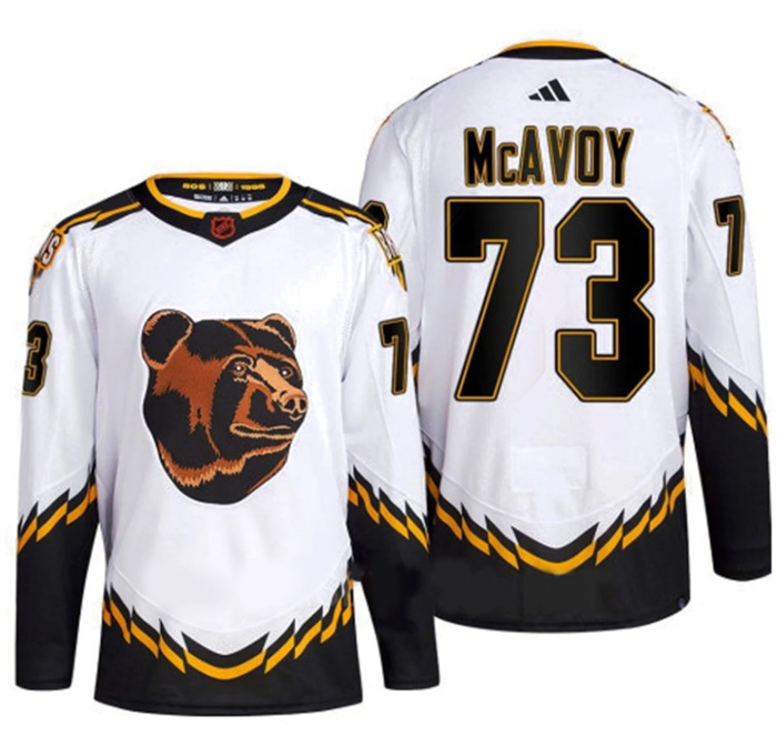 Personalized Men’s Boston Bruins #73 Charlie McAvoy White 2022-23 Reverse Retro Stitched Jersey
